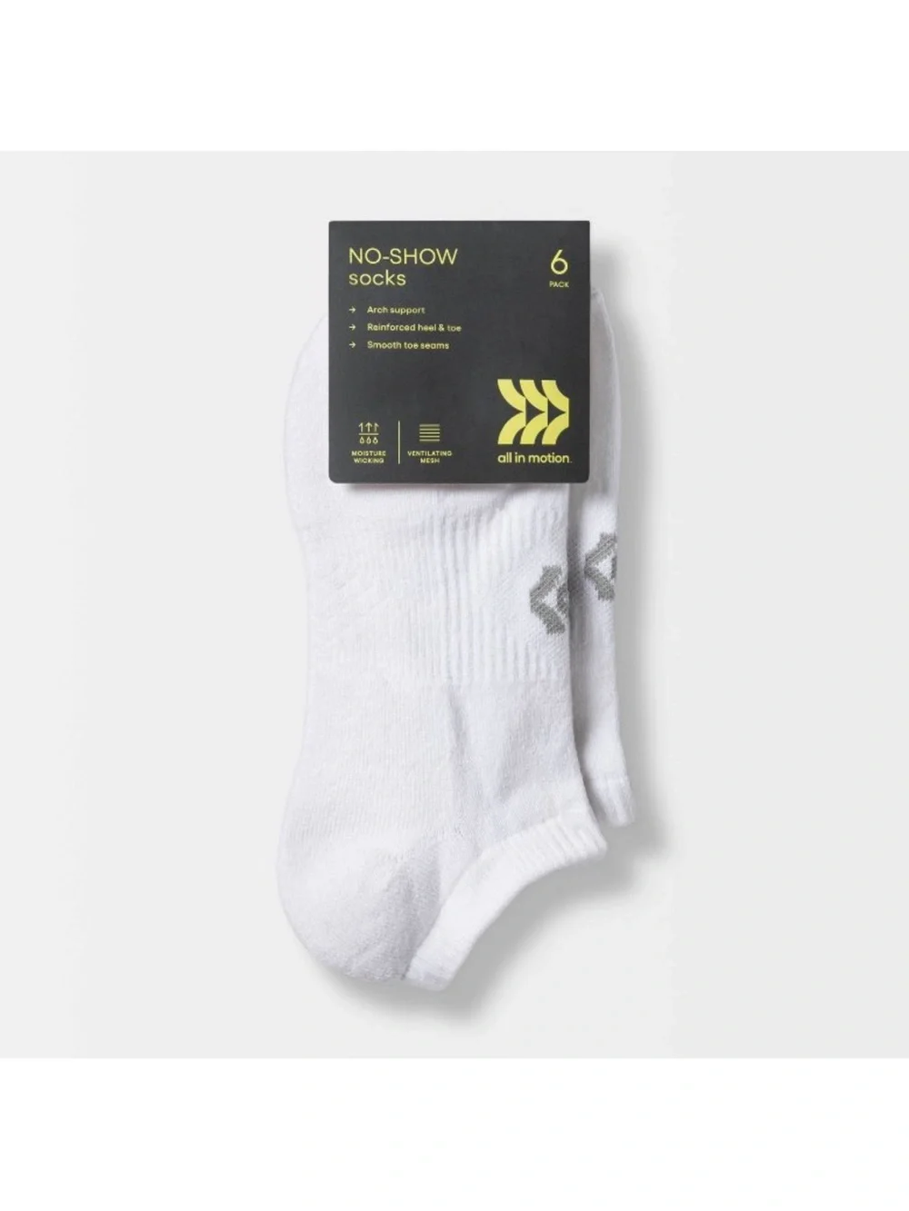 ‼️2/$10‼️Women's Cushioned 6pk No Show Socks - All In Motion™ White 4-10